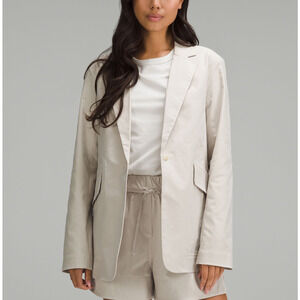 Lululemon Relaxed-Fit 'Twill' Beige Blazer Size S
